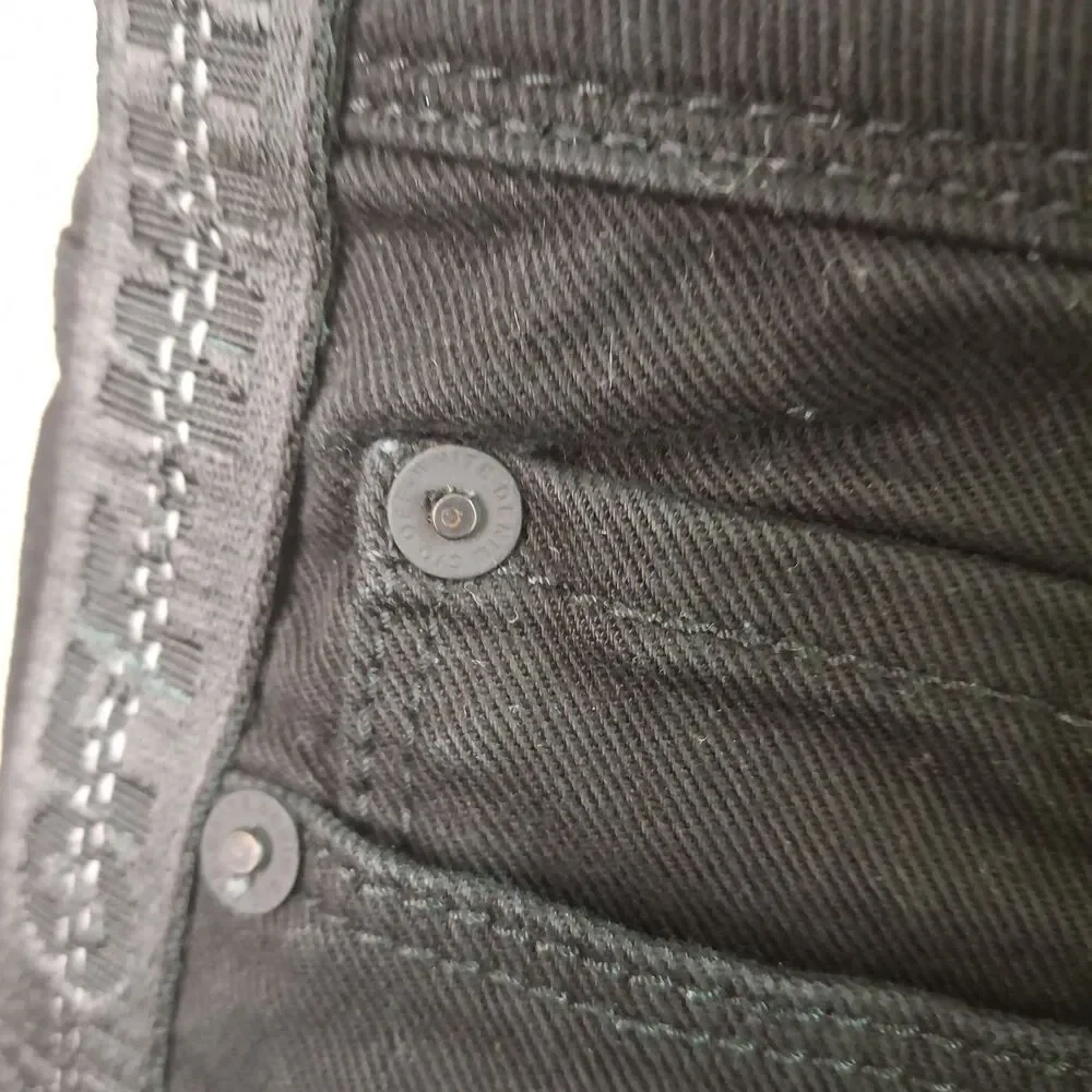 Off White Virgil Abloh Black Denim Slim Fit Jeans 28 Logo Tape Side Stripe ITALY